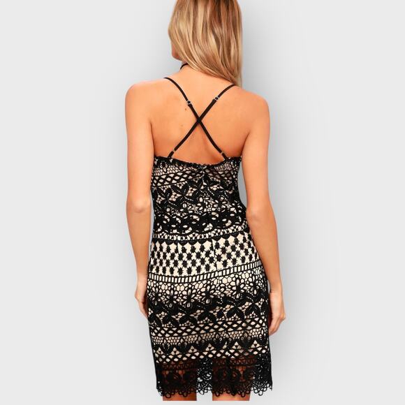 Lulus Enchanted Love Black Lace Dress XS Bodycon V Neck Romantic Gothic Cocktail - Picture 10 of 11